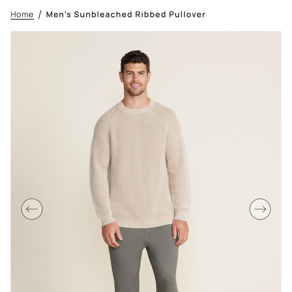 Barefoot Dreams Men’s Sunbleached Ribbed Pullover sweater